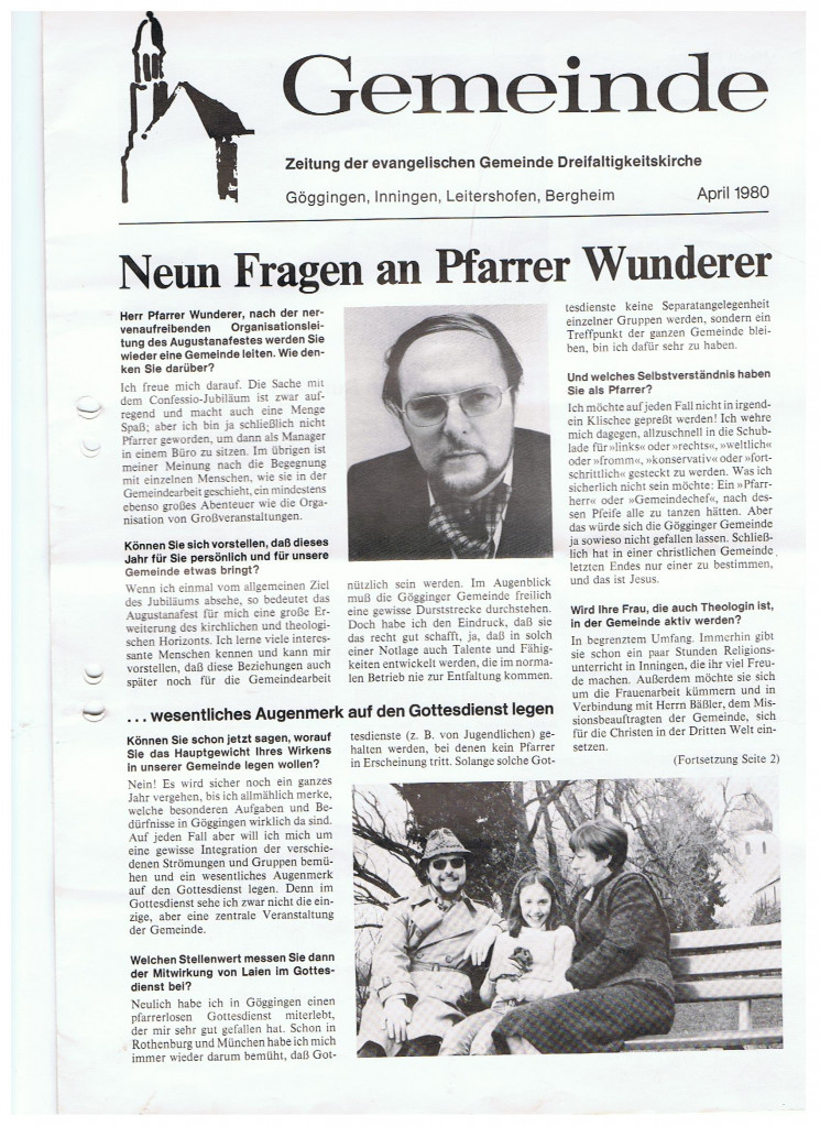 Gemeindebrief - Frühjahr 1980 - Seite 1