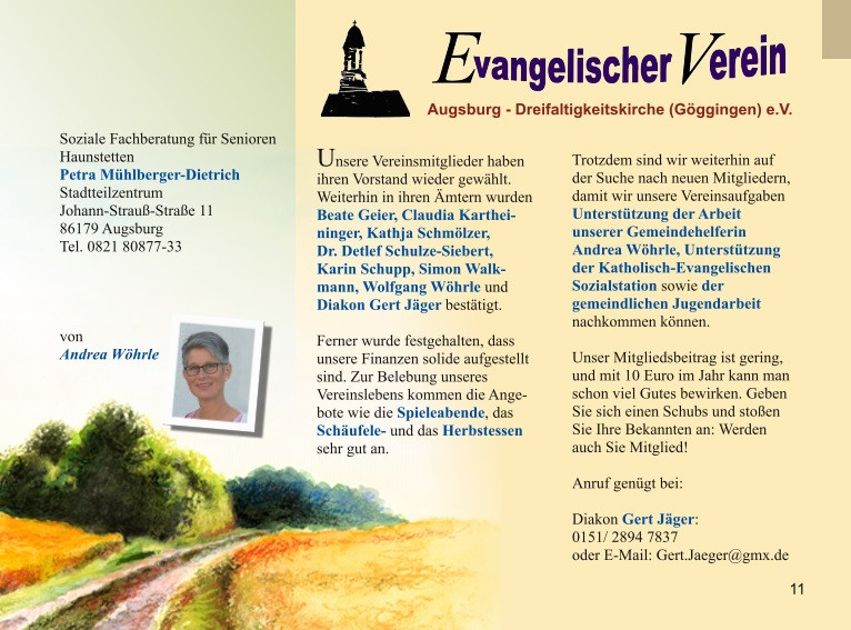 Evangelischer Verein im Gemeindebrief 2014 bis 2021