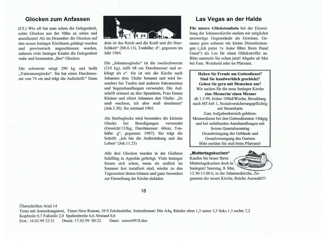 Gemeindebrief Frühjahr 1999