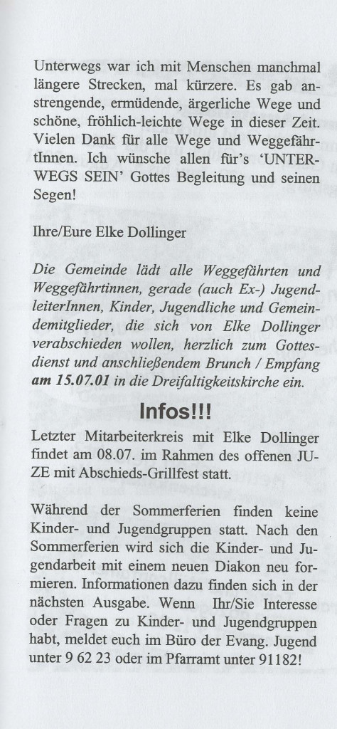 Gemeindebrief Sommer 2001