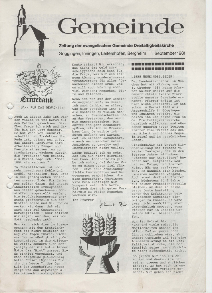 Gemeindebrief September 1981 - Seite 1