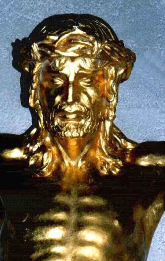 Der goldene Christus aus Gips